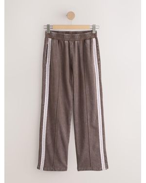 Next Chocolate Washed Lace Trim Wide Leg Sweatpants - Brown