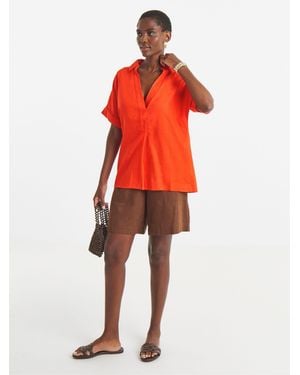 JD Williams Linen Mix Collared Tunic Top