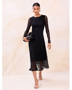 Lipsy Lace Jersey Maxi Dress - Natural
