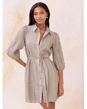 Lipsy Textured Midi Shirt Dress - Natural