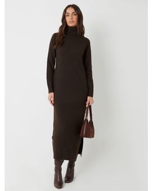 Threadbare Knitted Roll Neck Maxi Dress - Black