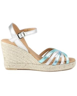 Jones Bootmaker Alivia2 Leather Wedge Espadrilles Shoes - Mettallic