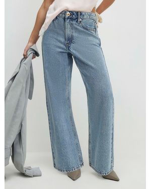 River Island Petite High Rise Relaxed Straight Jeans - Blue