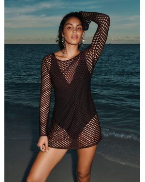 Sea Level Castaway Mesh Cover-Up - Brown