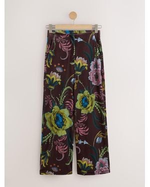 Next Print Velvet Wide Leg Pants - Brown