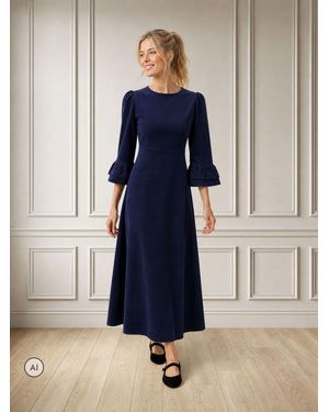 Aspiga Elizabeth Stretch Corduroy Midi Dress - Blau