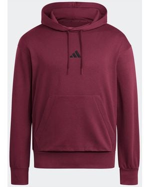 adidas Burgundy Essentials Feelcozy Fleece Hoodie - Red