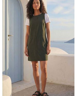 Roman Seam Detail Pocket Shift Dress - Green