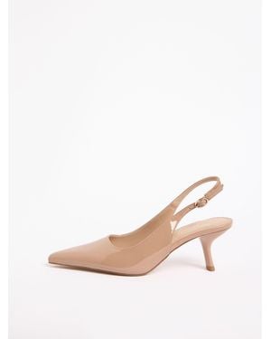Lipsy Wide Fit Slingback Bow Mid Heel Court Shoes - Natural