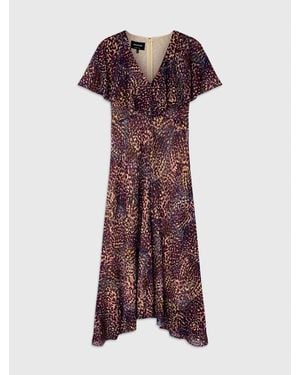 Whistles Orchid Print Cape Sleeve Dress - Red