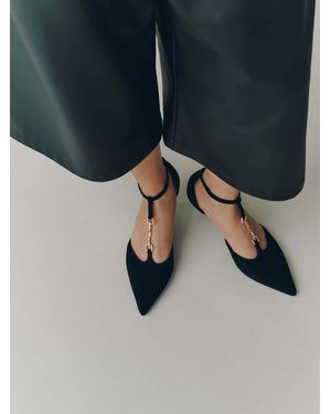Next N. Premium Suede Leather T Bar Heels - Natural