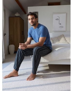 Next Cozy Stripe Jersey Pajama Bottoms - Gray