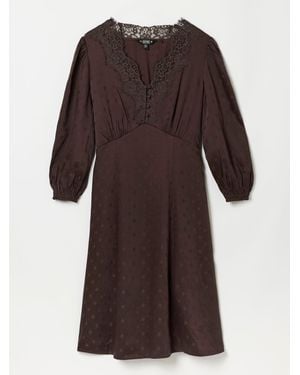 FatFace Fatface Libby Chocolate Polka Petite Dress - Brown