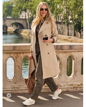 Sosandar Tab Collar Trench Coat With Check Lining - Green