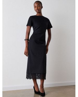 Whistles Ponte Detachable Lace Dress - Black