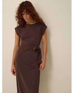 Monsoon Tiff Tie Side Jersey Midi Dress - Brown