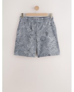 Next Jacquard Bermuda Shorts With Linen - Gray