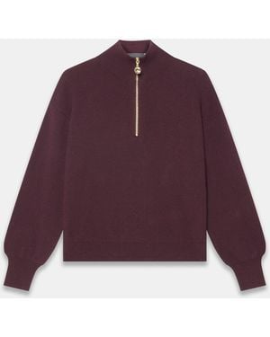 Mint Velvet Funnel Neck Zip Through Sweater - Purple