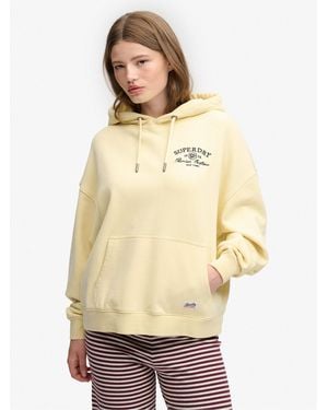 Superdry Luxe Casual Emb Relaxed Hoodie - Natural