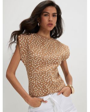 River Island Bambi Print Sleeveless Knit Top - Brown