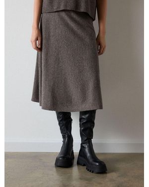 Whistles Petite Wool Knitted Midi Skirt - Gray