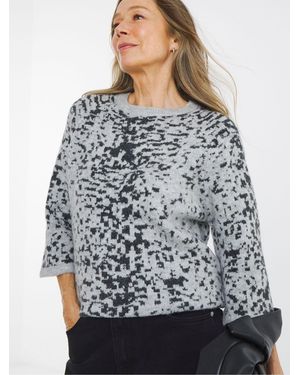 JD Williams Animal Print Short Sleeve Knitted Sweater - Gray