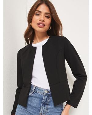 Lipsy Cropped Collarless Jersey Blazer - Black