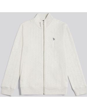 U.S. POLO ASSN. U. Polo Assn U. Polo Assn Herringbone Zip Funnel Sweatshirt - White