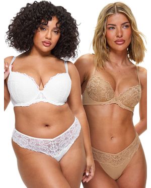 Ann Summers Ann Summers Brill Pad Plunge Sexy Lace Underwired Bras 2 Pack - Brown