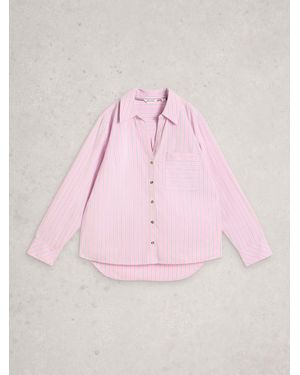 White Stuff Sadie Poplin Boyfriend Shirt - Pink