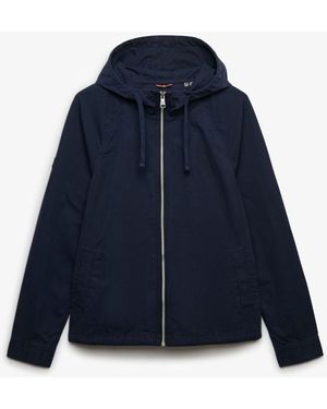 Superdry Hooded Washed Twill Jacket - Blue