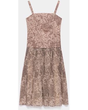 Mint Velvet Floral Print Midi Dress - Brown