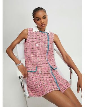 River Island Sleeveless Collared Boucle Mini Dress - Pink