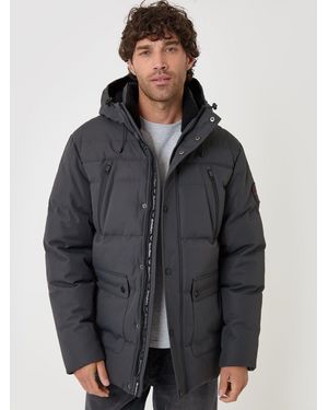 Threadbare Showerproof Hooded Puffer Coat With Borg Lined Hood - Grey