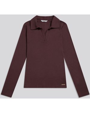 U.S. POLO ASSN. U. S. Polo Assn U. S. Polo Assn. Open Collar Rib Top - Purple