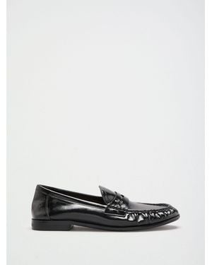 Lipsy Standard Fit Faux Leather Ruched Flat Loafers - White