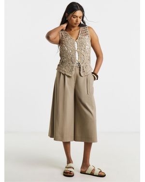Simply Be Extreme Wide Leg Culotte Trousers - Natural