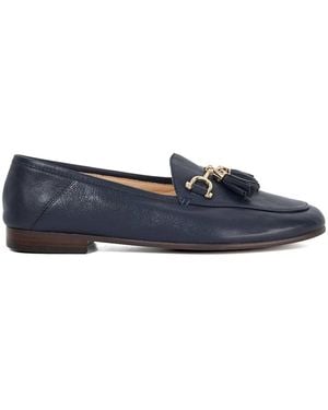 Dune Standard Fit Flexible Sole Graysons Tassel Leather Loafers - Blue