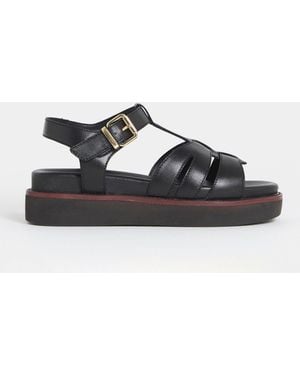 JD Williams Wide Fit T Bar Flat Sandals - Black
