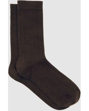 Reiss Felicia Cotton Blend Ribbed Loafer Socks - Black