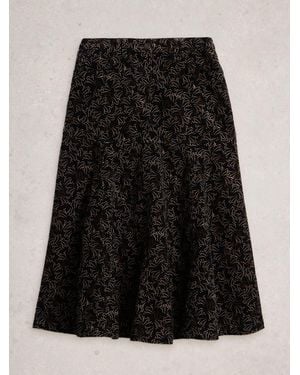 White Stuff Quinn Cord Midi Skirt - Black