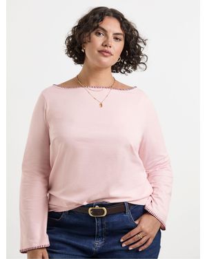 Simply Be Simply Be Whipstitch Edge Long Sleeve Top - Pink