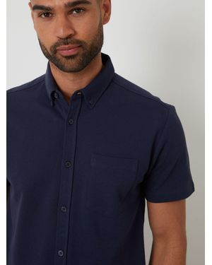 Threadbare Pique Short Sleeve Shirt - Blue