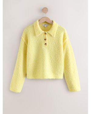 Next Boucle Long Sleeve Polo Sweater - Yellow