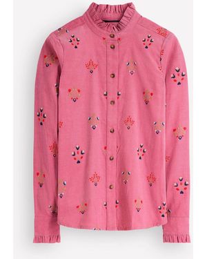 Boden Sienna Frill Cord Shirt - Pink