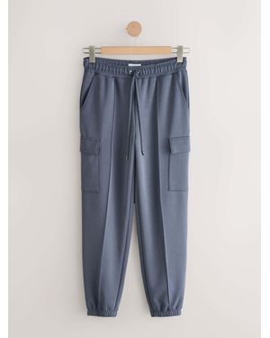 Next Charcoal N. Premium Cargo Pocket Cuffed Sweatpants - Blue