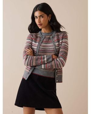 Nobody's Child Nobodys Child Ditsy Fair Isle Cardigan - Brown