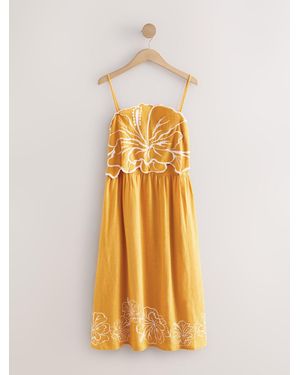 Next Midi Dress With Hibiscus Detailing - Metallic