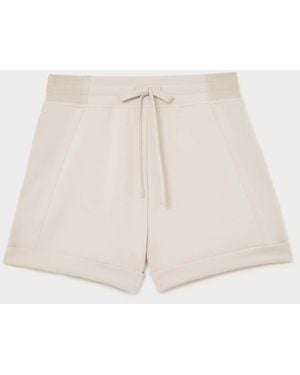 Reiss Phoebe - Neutral Premium Interlock Drawstring Shorts, L (us 12-14) - Natural