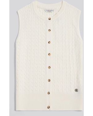U.S. POLO ASSN. U. S. Polo Assn U. S. Polo Assn Sleeveless Cable Knit Cardigan - Natural